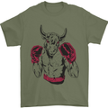 Boxing Bull Muay Thai MMA Boxer Mens T-Shirt 100% Cotton Military Green