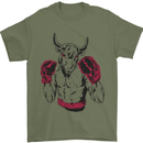 Boxing Bull Muay Thai MMA Boxer Mens T-Shirt 100% Cotton Military Green