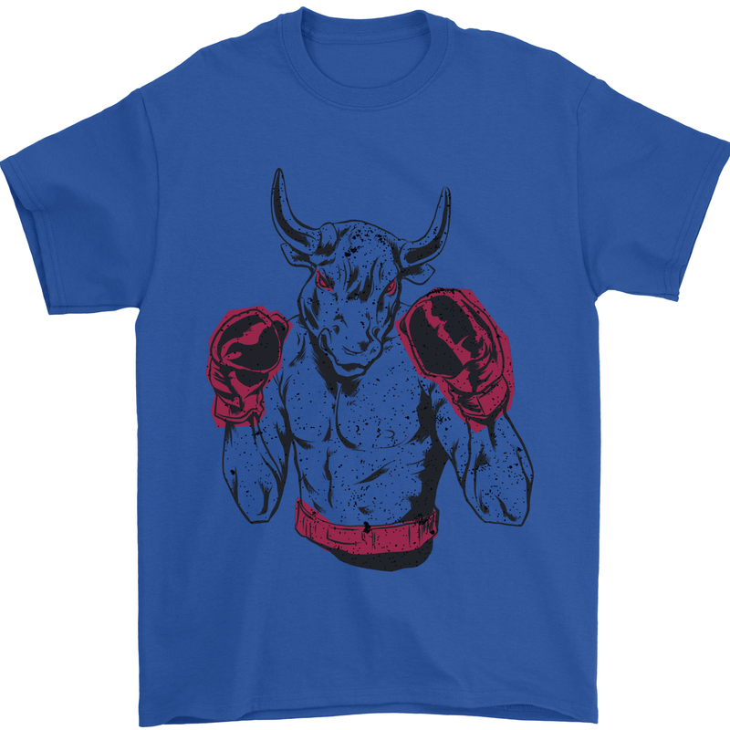 Boxing Bull Muay Thai MMA Boxer Mens T-Shirt 100% Cotton Royal Blue