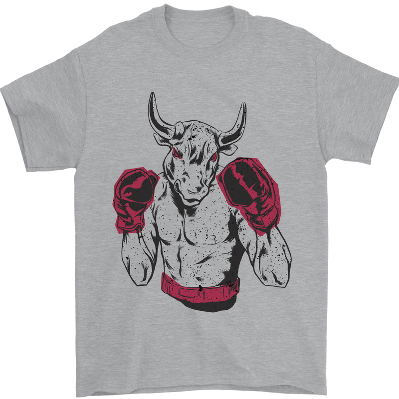 Boxing Bull Muay Thai MMA Boxer Mens T-Shirt 100% Cotton Sports Grey