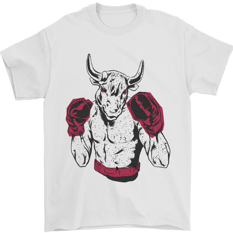 Boxing Bull Muay Thai MMA Boxer Mens T-Shirt 100% Cotton White