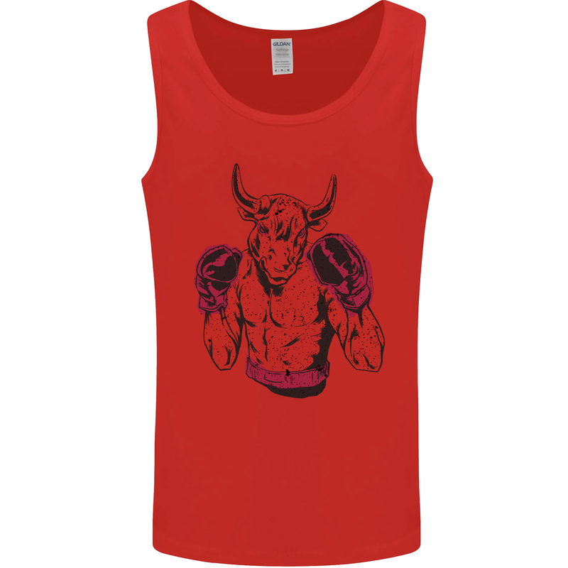 Boxing Bull Muay Thai MMA Boxer Mens Vest Tank Top Red