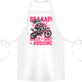 Braaap Awesome Motocross MotoX Dirt Bike Female Cotton Apron 100% Organic White