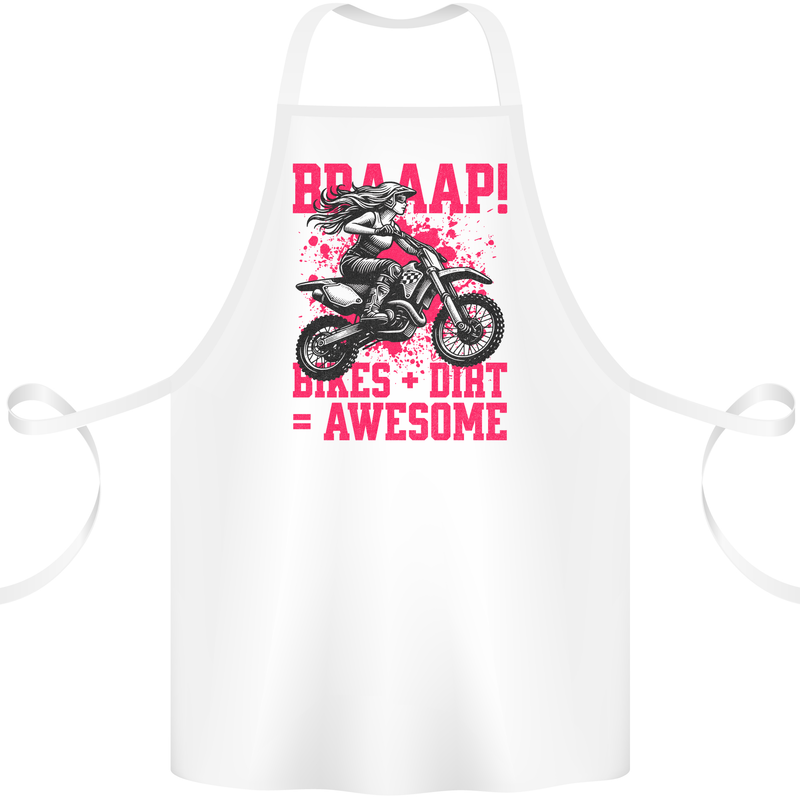 Braaap Awesome Motocross MotoX Dirt Bike Female Cotton Apron 100% Organic White