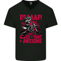 Braaap Awesome Motocross MotoX Dirt Bike Female Mens V-Neck Cotton T-Shirt Black