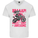 Braaap Awesome Motocross MotoX Dirt Bike Female Mens V-Neck Cotton T-Shirt White