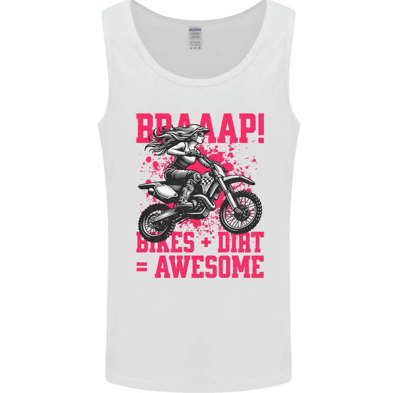 Braaap Awesome Motocross MotoX Dirt Bike Female Mens Vest Tank Top White