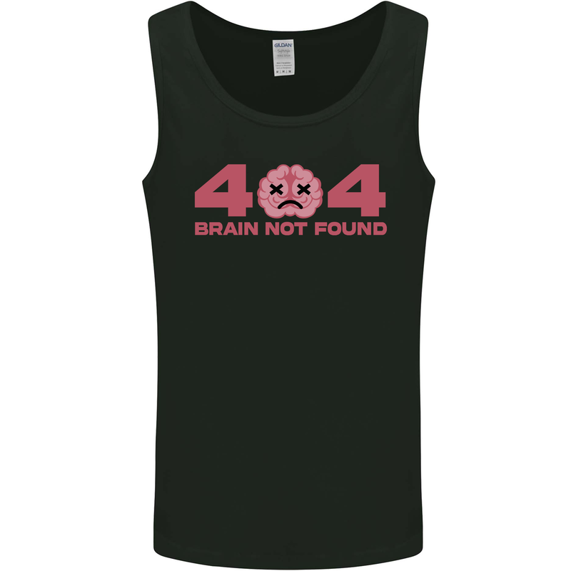 Brain Not Found Funny IT PC Error Page Mens Vest Tank Top Black