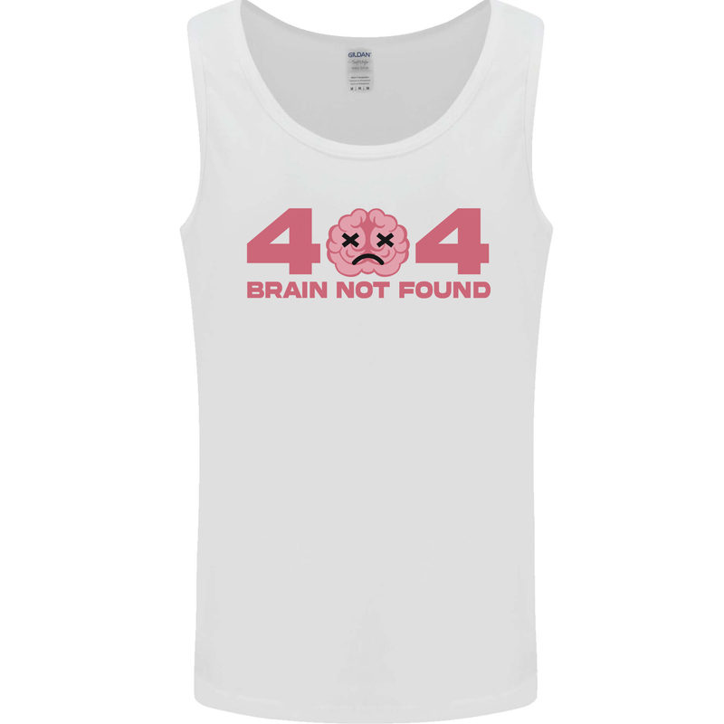 Brain Not Found Funny IT PC Error Page Mens Vest Tank Top White
