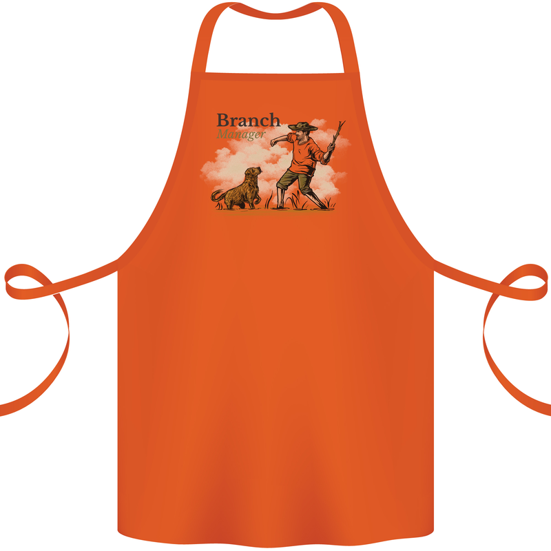 Branch Manager Funny Dog Walking Dad Cotton Apron 100% Organic Orange