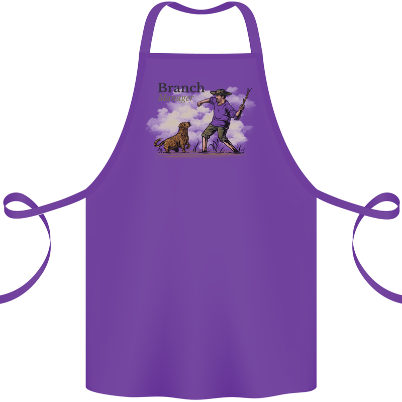 Branch Manager Funny Dog Walking Dad Cotton Apron 100% Organic Purple