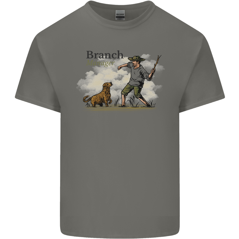 Branch Manager Funny Dog Walking Dad Kids T-Shirt Childrens Charcoal