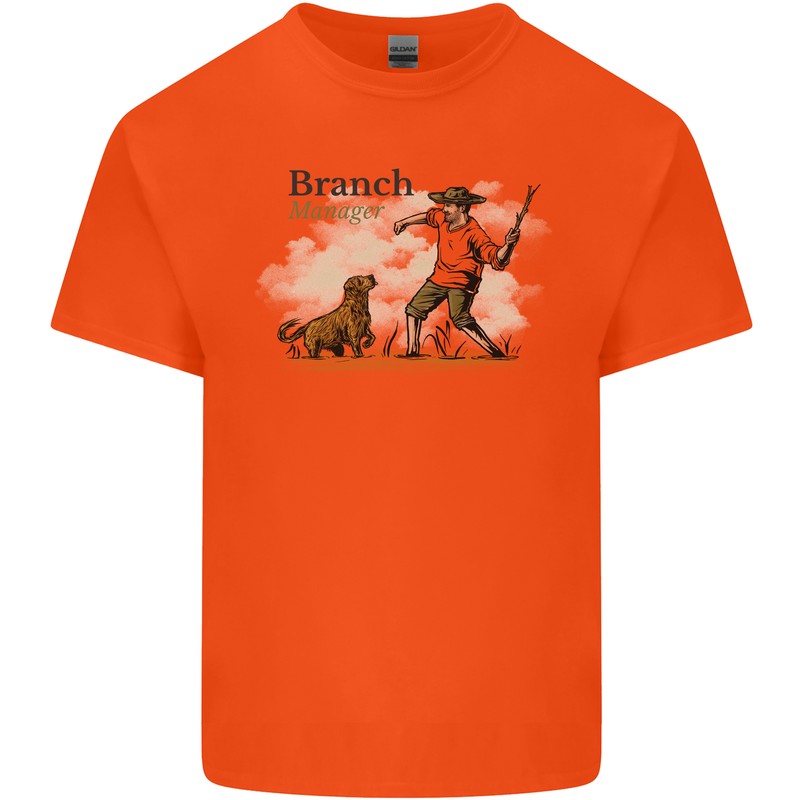 Branch Manager Funny Dog Walking Dad Kids T-Shirt Childrens Orange