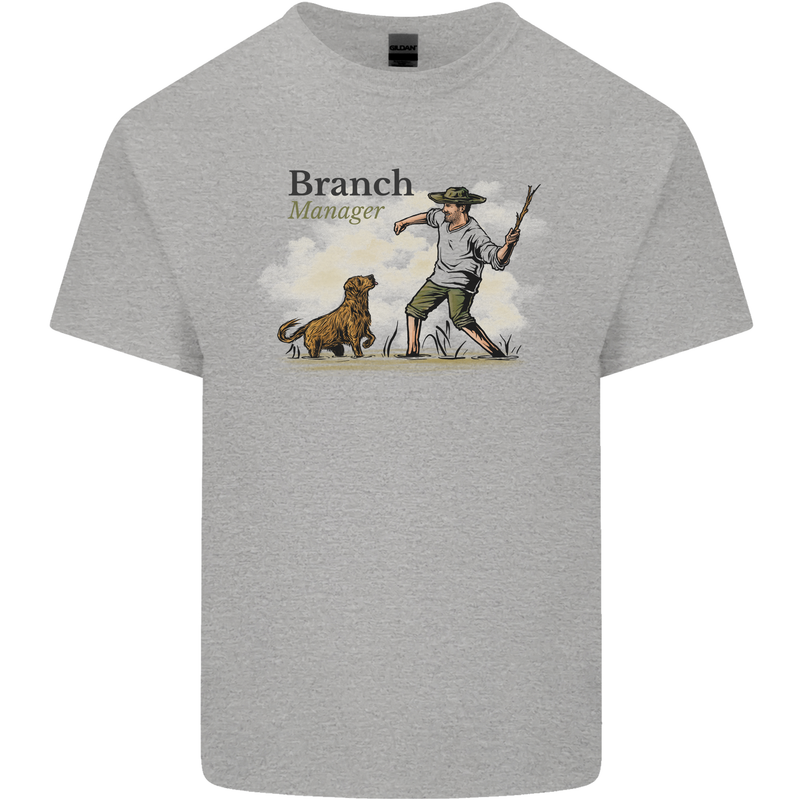 Branch Manager Funny Dog Walking Dad Kids T-Shirt Childrens Sports Grey
