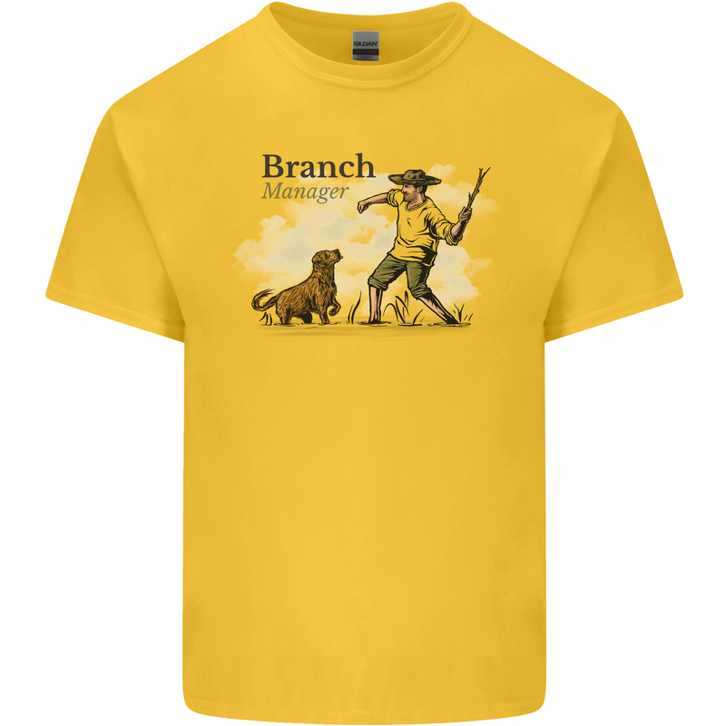 Branch Manager Funny Dog Walking Dad Kids T-Shirt Childrens Yellow