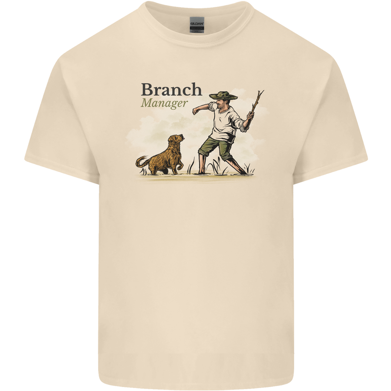 Branch Manager Funny Dog Walking Dad Mens Cotton T-Shirt Tee Top Natural