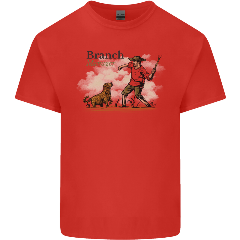 Branch Manager Funny Dog Walking Dad Mens Cotton T-Shirt Tee Top Red