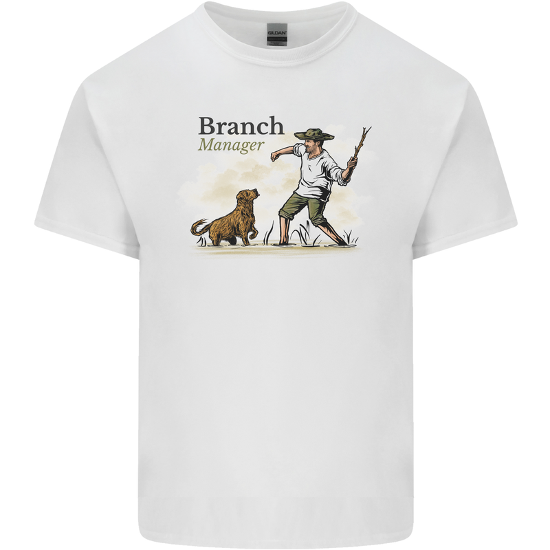 Branch Manager Funny Dog Walking Dad Mens Cotton T-Shirt Tee Top White