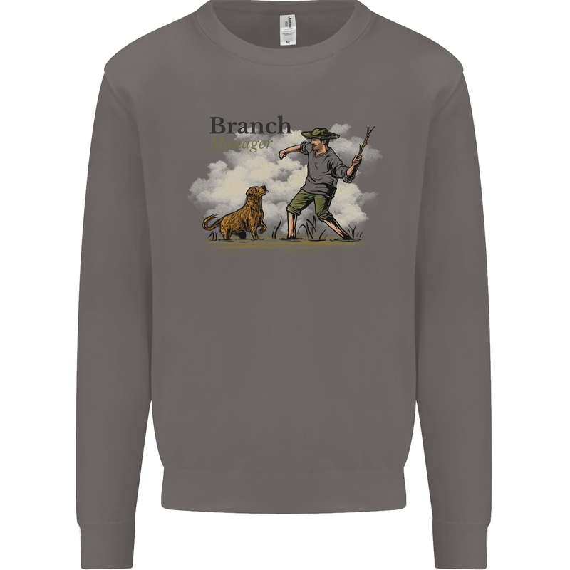 Branch Manager Funny Dog Walking Dad Mens Sweatshirt Jumper Charcoal