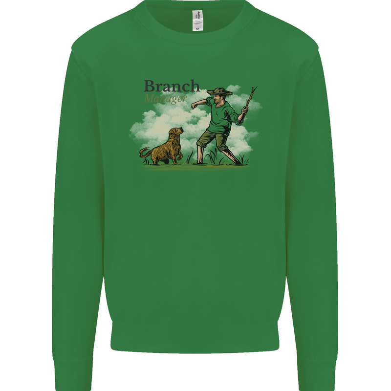 Branch Manager Funny Dog Walking Dad Mens Sweatshirt Jumper Irish Green