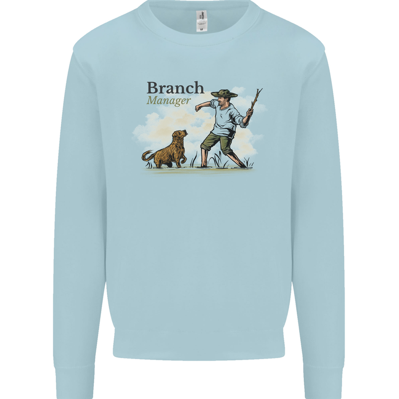 Branch Manager Funny Dog Walking Dad Mens Sweatshirt Jumper Light Blue