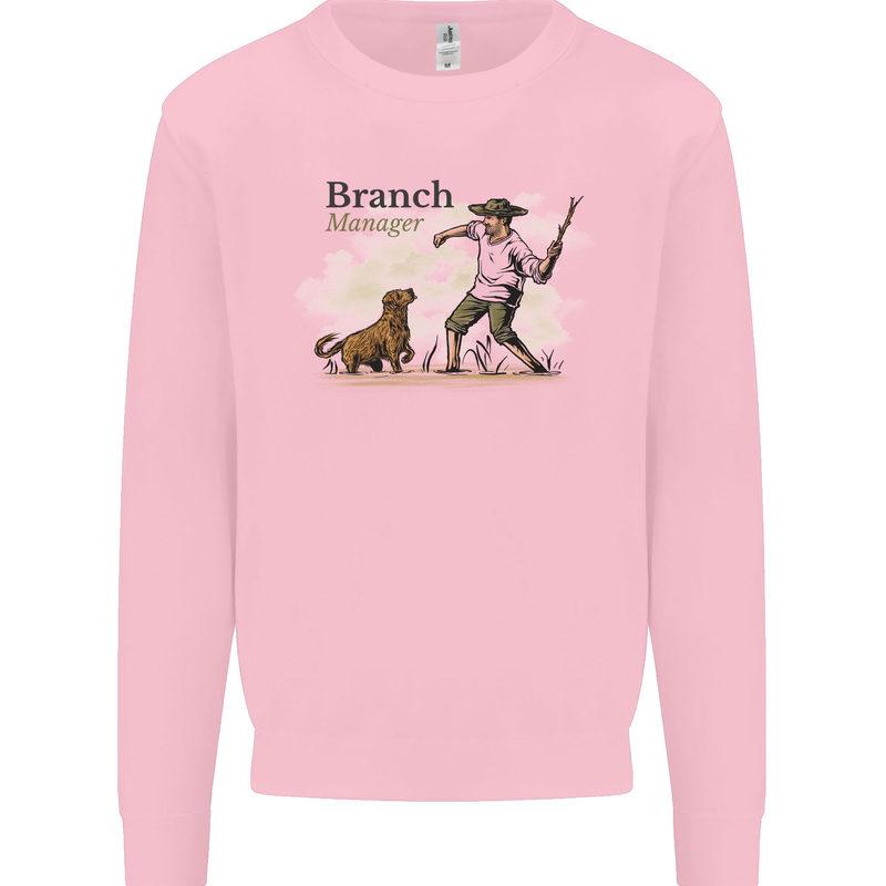 Branch Manager Funny Dog Walking Dad Mens Sweatshirt Jumper Light Pink