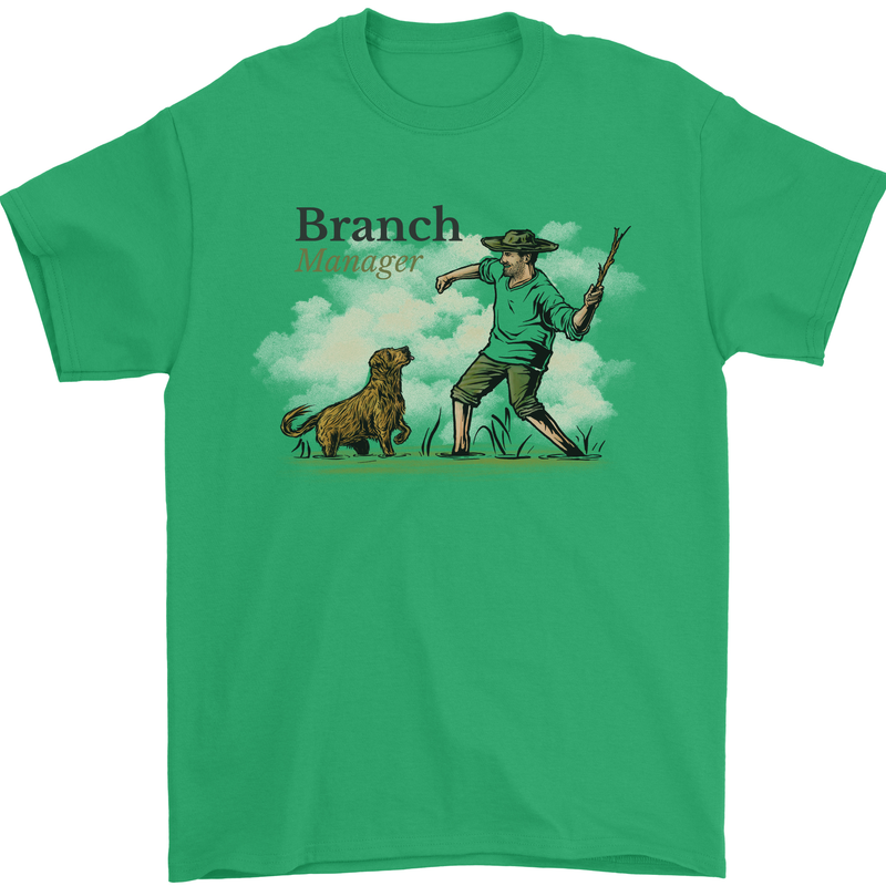 Branch Manager Funny Dog Walking Dad Mens T-Shirt 100% Cotton Irish Green