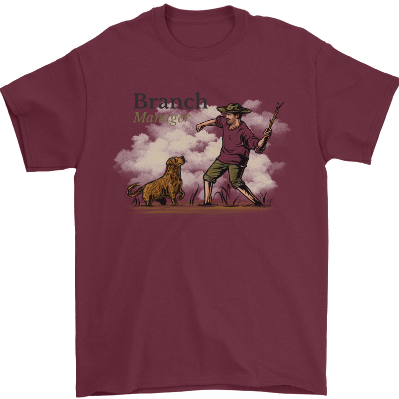 Branch Manager Funny Dog Walking Dad Mens T-Shirt 100% Cotton Maroon