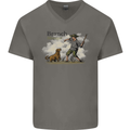 Branch Manager Funny Dog Walking Dad Mens V-Neck Cotton T-Shirt Charcoal