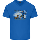 Branch Manager Funny Dog Walking Dad Mens V-Neck Cotton T-Shirt Royal Blue