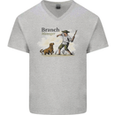 Branch Manager Funny Dog Walking Dad Mens V-Neck Cotton T-Shirt Sports Grey