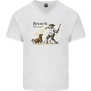Branch Manager Funny Dog Walking Dad Mens V-Neck Cotton T-Shirt White