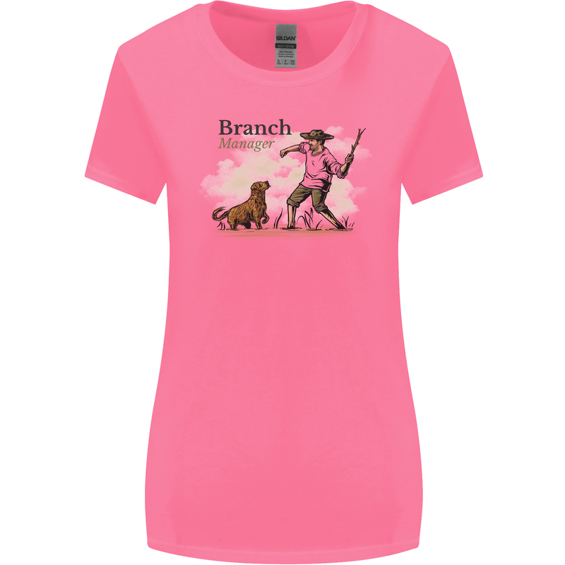 Branch Manager Funny Dog Walking Dad Womens Wider Cut T-Shirt Azalea