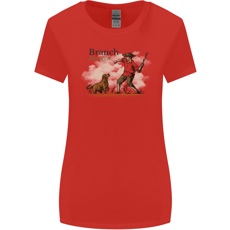 Branch Manager Funny Dog Walking Dad Womens Wider Cut T-Shirt Red