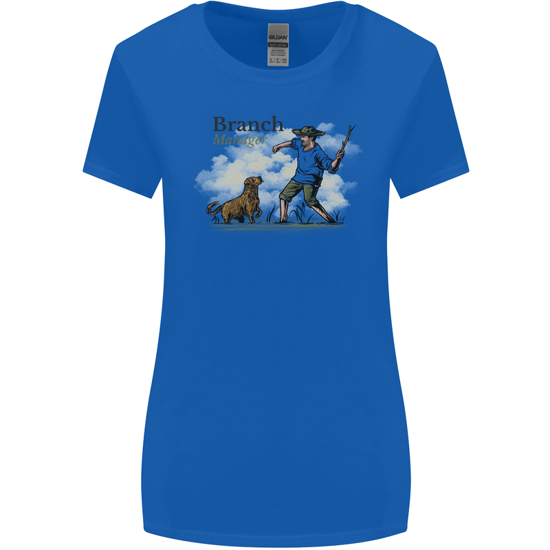 Branch Manager Funny Dog Walking Dad Womens Wider Cut T-Shirt Royal Blue
