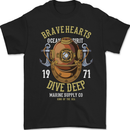 Brave Hearts Dive Deep Scuba Diving Diver Mens Gildan Cotton T-Shirt Black