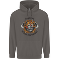 Bravery is Half of the Victory Viking Skull Mens 80% Cotton Hoodie Charcoal