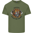 Bravery is Half of the Victory Viking Skull Mens Cotton T-Shirt Tee Top Military Green