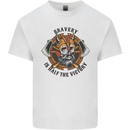 Bravery is Half of the Victory Viking Skull Mens Cotton T-Shirt Tee Top White