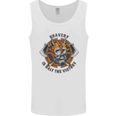 Bravery is Half of the Victory Viking Skull Mens Vest Tank Top White