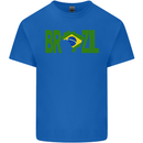 Brazil Football Brazilian Soccer Flag Kids T-Shirt Childrens Royal Blue