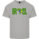 Brazil Football Brazilian Soccer Flag Mens Cotton T-Shirt Tee Top Sports Grey