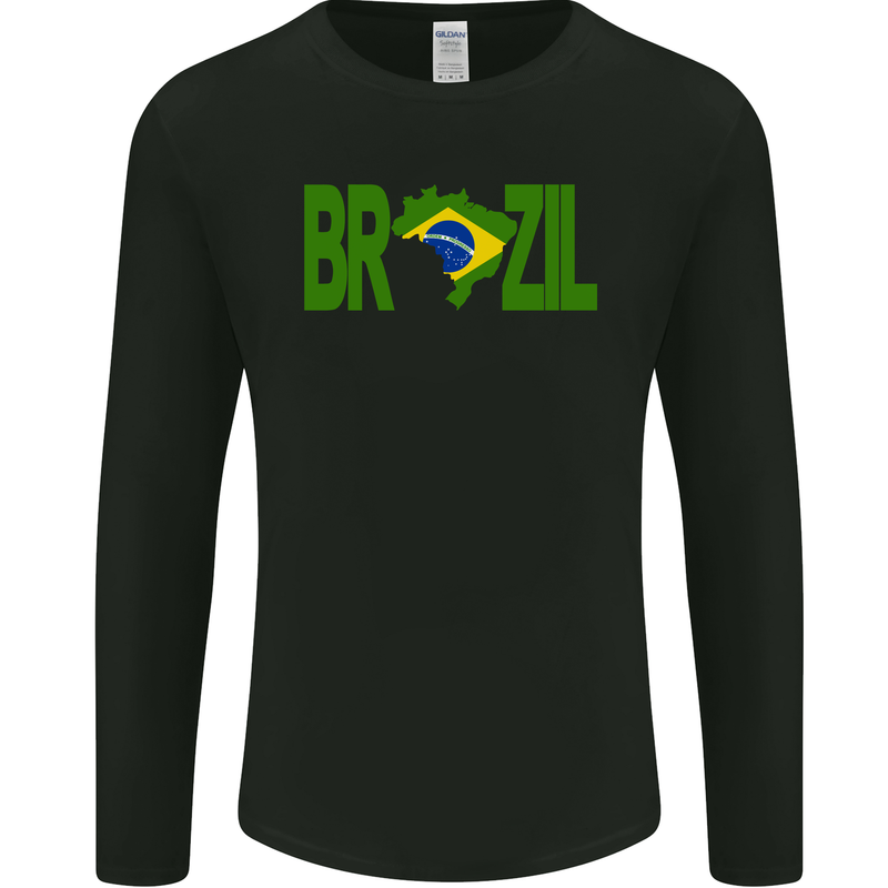 Brazil Football Brazilian Soccer Flag Mens Long Sleeve T-Shirt Black