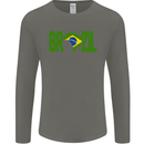 Brazil Football Brazilian Soccer Flag Mens Long Sleeve T-Shirt Charcoal