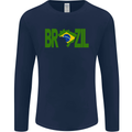 Brazil Football Brazilian Soccer Flag Mens Long Sleeve T-Shirt Navy Blue