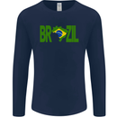 Brazil Football Brazilian Soccer Flag Mens Long Sleeve T-Shirt Navy Blue