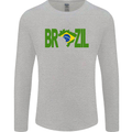 Brazil Football Brazilian Soccer Flag Mens Long Sleeve T-Shirt Sports Grey