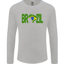 Brazil Football Brazilian Soccer Flag Mens Long Sleeve T-Shirt Sports Grey