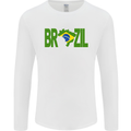 Brazil Football Brazilian Soccer Flag Mens Long Sleeve T-Shirt White