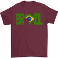Brazil Football Brazilian Soccer Flag Mens T-Shirt 100% Cotton Maroon